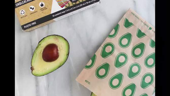 Lunchskins Non Wax + UnBleach Sandwich Bags Avocado - 50ct, 2 of 11, play video