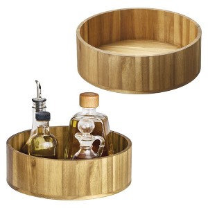 iDesign 10-Inch Round Acacia Wood Lazy Susan - Set of 2 - Natural - 1 of 4