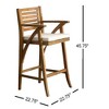 DSVIMOY Counter and Bar Stool Acacia Wood Barstools with Cushions Footrests and Armrests for Outdoor Use, Brown, 48.75"*26.75"*11.25" - 3 of 4