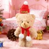 BABYYER Plush Bear Doll, Christmas Blush Bear, Cute Bear Stuffed Animal with Hat and Scarf for Holidays and Home Decor - 3 of 4