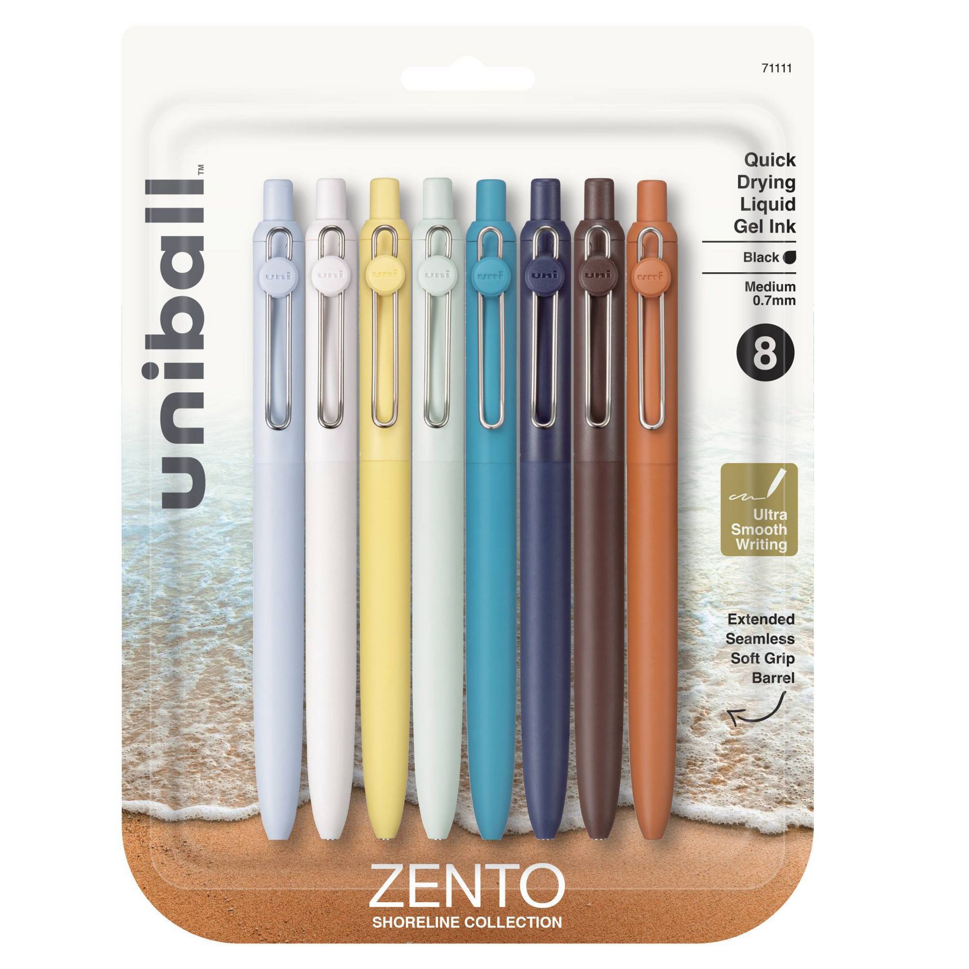 uniball Zento Retractable Liquid Gel Pens 8pk Medium Point 0.7mm in Harmony Assorted Colors