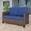 EAGLE PEAK Ocean Vista Outdoor Wicker Patio Sofa, Variated All-weather PE Wicker Loveseat with Cushions - 2 of 4