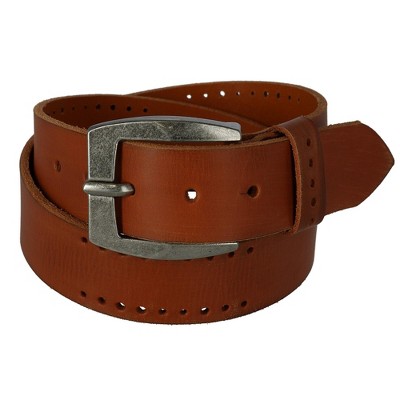 Ctm Men's Distressed Leather Bridle Belt With Perforations, 42, Tan ...