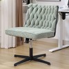 Armless Cross Legged Wide Adjustable Height Swivel Padded Teddy/Brouce Fabric No Wheels Desk Chair for Home Office Study Bedroom, Green - 4 of 4