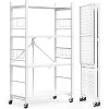 Hooure 4-Tier Folding Shelf - Instant Setup, 352 lb Capacity, Includes Hooks & Wheels - 2 of 4