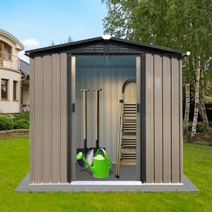 ORRD-Outdoor storage sheds 6FTx4FT Apex roof brown with Sliding Doors - 1 of 4