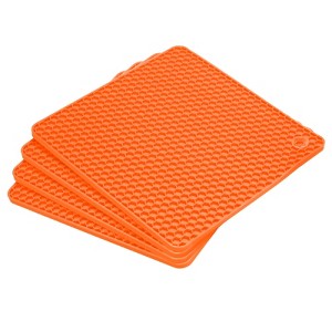 Unique Bargains Silicone Square Hot Pans Pads Heat Resistant Non-Slip Trivets 4 Pcs - 1 of 4