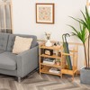 Costway 4-Tier Bamboo Shoe Rack Entryway Organizer w/Umbrella Holder & Shelves - 4 of 4