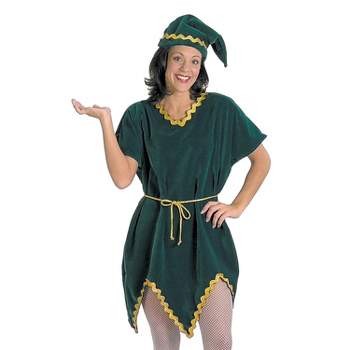 Halco Adult Holiday Elf Tunic with Hat Costume - One Size Fits Most - Green