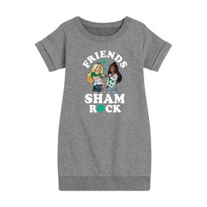 Girls' - Barbie - Clover Power Graphic Short Sleeve Fleece Dress - 1 of 3