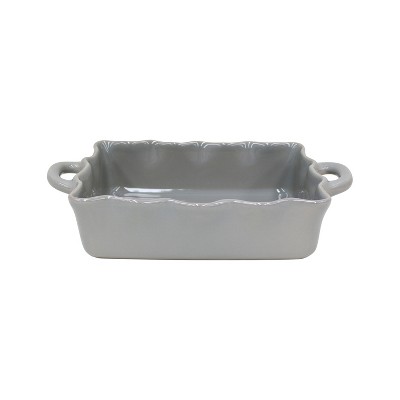 Casafina Gray Stoneware 13.5x8.5 Inch Medium Rectangular Ruffled Baker