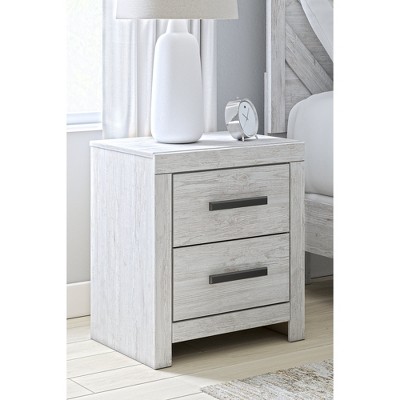 Whitewash Transitional 2-Drawer Nightstand