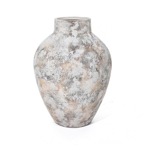 Luxenhome Marble White 15.2-inch Tall Stoneware Table Vase Multicolored ...