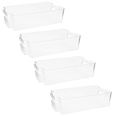 Juvale 4 Pack Fridge Clear Organizing Bins for Produce, Freezer Storage (14 x 8 x 4 In)