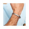 Chisel Stainless Steel Polished Brown Leather with Black Rubber 8.25" ID Bracelet - 4 of 4