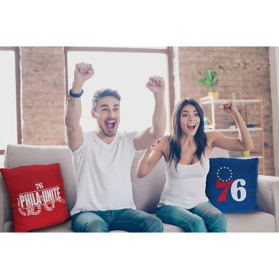 14"x14" Blue and Red NBA Philadelphia 76ers Jacquard Pillow Set