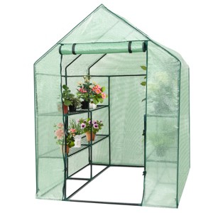 Costway Portable Mini Walk In Outdoor 2 Tier 8 Shelves Greenhouse - 1 of 4
