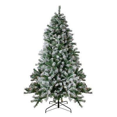 Northlight 6.5' Pre-Lit Flocked Winter Park Fir Artificial Christmas Tree - Clear Lights