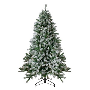 Northlight 7.5' Pre-Lit Flocked Winter Park Fir Artificial Christmas Tree - Clear Lights - 1 of 4