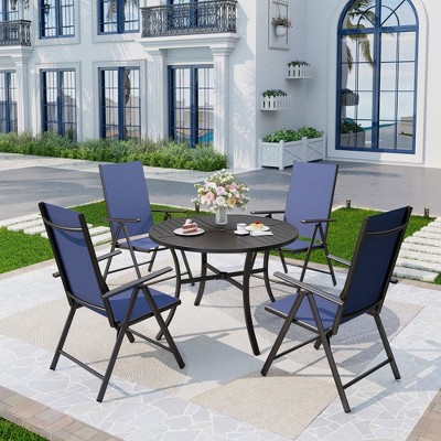 Captiva Designs 5pc Patio Dining Set with Steel Table & Textilene Reclining Foldable Chairs
