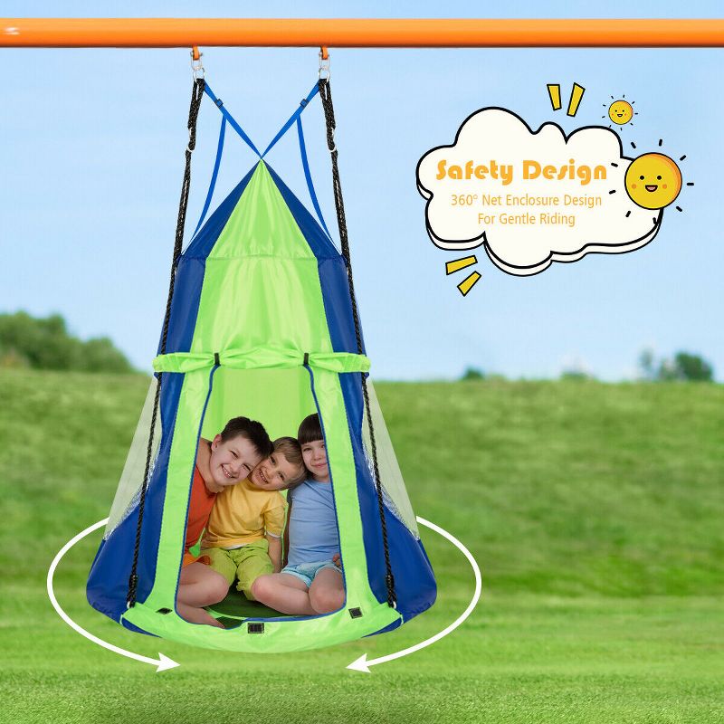 Costway 40'' Kids Hanging Chair Swing Tent Set Hammock Nest Pod Seat, 4 of 11