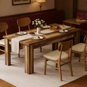GustoWave 63" Wood Farmhouse Dining Table, for 4-6,Regular Tabletop - 1 of 4