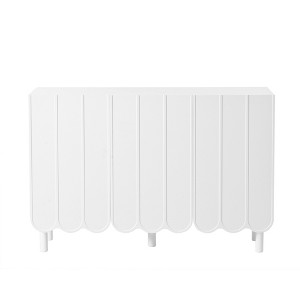 TiramisuBest 55.1"x13.7" Minimalist Shoe Cabinet with 5 Solid Wood Legs, 4-Door Fluted Storage Sideboard with Adjustable Shelves, White - 1 of 4
