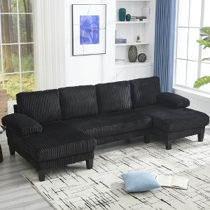 U-Shaped 4-Seater Velvet Sectional Sofa with Double Chaise ¨C Spacious, Comfortable Modular Couch for Living Room or Apartment - 1 of 4