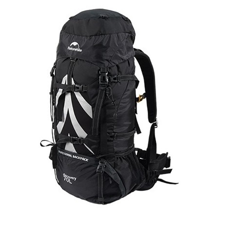 Naturehike 70+5L Hiking Backpack with Rain cover, Waterproof Lightweight Camping Backpack for Men & Women, Travel(Black)