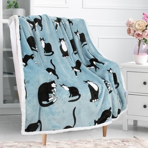 Tirrinia Wonder Cat Printed Throw Plush Cute Blanket Throw Size 50" x 60" Bedding Fleece Reversible Blanket, Super Soft Comfy Warm Fuzzy TV Blanket - 1 of 4