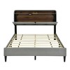 HomeRoots Gray Tufted Upholstered Queen Bed Frame With USB - 4 of 4