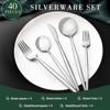 Aoibox 40-Piece Stainless Steel Flatware Cutlery Set with Knife, Spoon & Fork, Mirror Polished Dishwasher Safe for Home Hotel Wedding Restaurant - 2 of 4