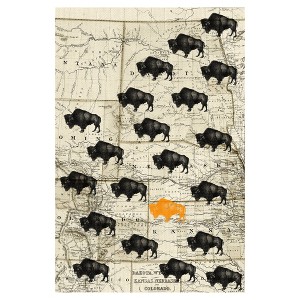 24" x 36" Where The Buffalo Roam by GI ArtLab Art on Canvas - Fine Art Canvas: Patriotic Bison, Unframed MDF - 1 of 4