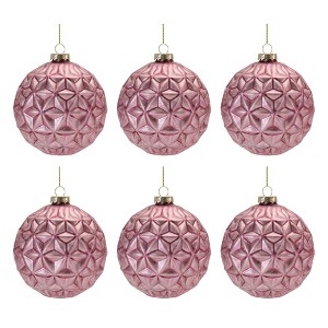 Pink Geometric Frost Glass Ornament (Set of 6) - 1 of 4
