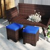 Outsunny 2 Pieces Wicker Outdoor Ottomans with Cushions, 3-in-1 PE Rattan Ottoman Seat, Footrest and Side Table for Backyard, Poolside - 2 of 4