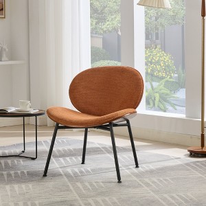 Okak Mid-Century Modern Accent Chairs for Bedroom, Shell Chair Single Side Chair Tripod, Fabric Lounge Chair in Walnut Finish Backrest - 1 of 4