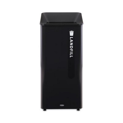 Rubbermaid Commercial Sustain Decorative Refuse with Recycling Lid, 23 gal, Metal/Plastic, Black