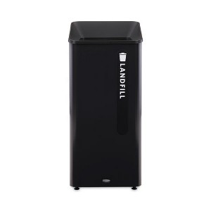 Rubbermaid Commercial Sustain Decorative Refuse with Recycling Lid, 23 gal, Metal/Plastic, Black - 1 of 4