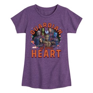 Girls' - Marvel - Guardian Of Your Heart Valentine Fitted Short Sleeve Graphic T-Shirt - 1 of 4