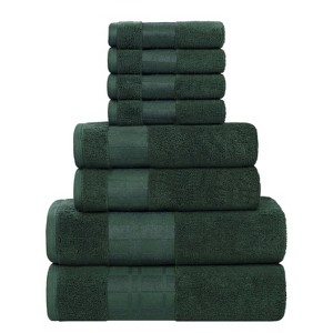 100% Cotton Medium Weight Geometric Border 8 Piece Assorted Bathroom Towel Set by Blue Nile Mills - 1 of 4