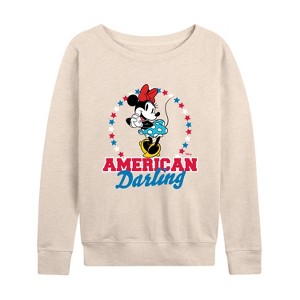 Women's - Disney - American Darling Minnie Lightweight French Terry Wide Neck Long Sleeve Shirt - 1 of 4