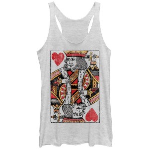 Women's Lost Gods Distressed King of Hearts Racerback Tank Top - 1 of 3