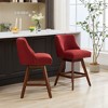 Sapphtopaz 26"H Wood Swivel Bar Stools Set of 2 Upholstered Dining Chairs with Back and Nailheads, Bar Chair for Kitchen Island, Dining Room - 4 of 4
