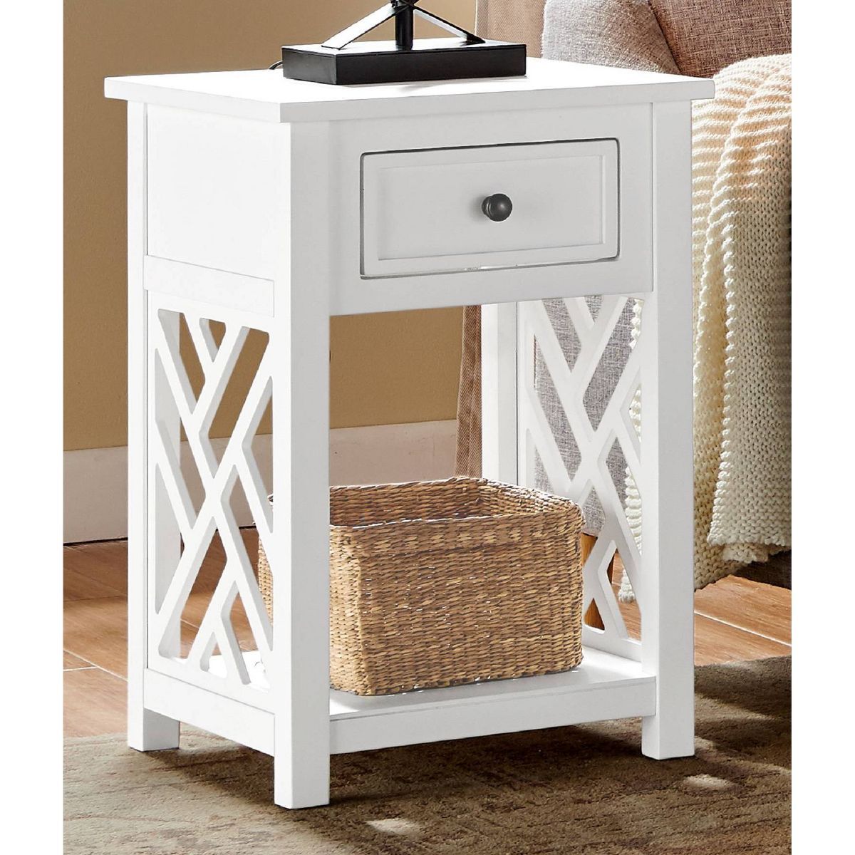 Alaterre Furniture Middlebury Wood End Table with Storage Shelf - thumbnail 10