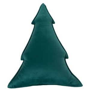 Christmas Magic 17.25"x20" Tree Shaped Throw Pillow Green - 1 of 3