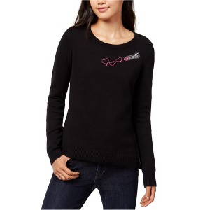maison Jules Womens Embroidered Lipstick Knit Sweater - 1 of 1