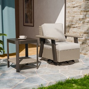 EAGLE PEAK Classic 2-Piece Patio Bistro Set with Swivel Rocker Chair and Side Table, 360° Swivel Wicker Outdoor Furniture - 1 of 4