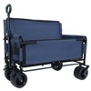 HTUTWOO Collapsible Folding Utility Cart Wagon, Outdoor Garden Wagon Cart with All-Terrain Wheels, Bench Seat & Storage 220 lbs Weight Capacity - 2 of 4