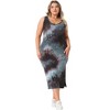 Agnes Orinda Women's Plus Size Side Slits Bodycon Sleeveless Tie Dye Midi Dress - 3 of 4