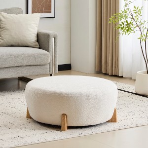 Christopher Knight Home Poppy Modern Boucle Round Ottoman - 1 of 4